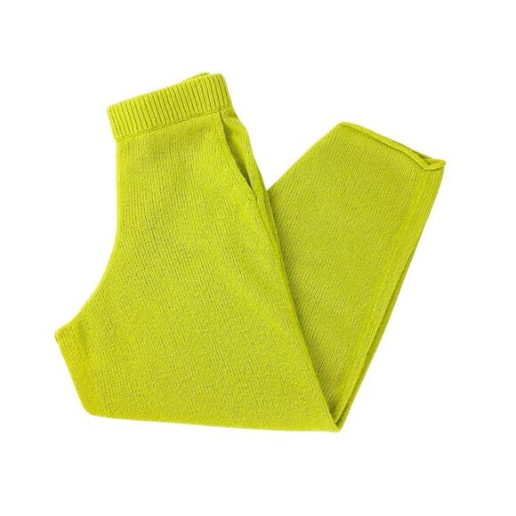 THE ELDER STATESMAN Size S 100% Cashmere Knit Pants Chartreuse Green Yellow Pant - Picture 1 of 7